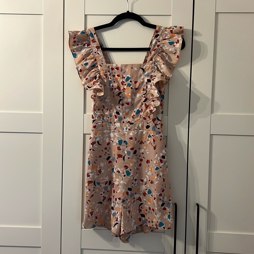 Colourful Summer romper with pockets. Lost + Wander. Size small